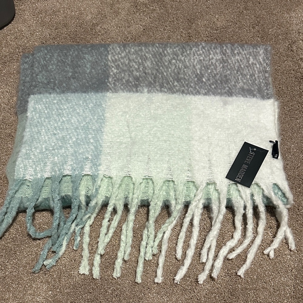 Steven Madden Plaid Fringe Scarf
